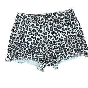 Good American Leopard Print High Rise Denim‎ Shorts Size 8/29